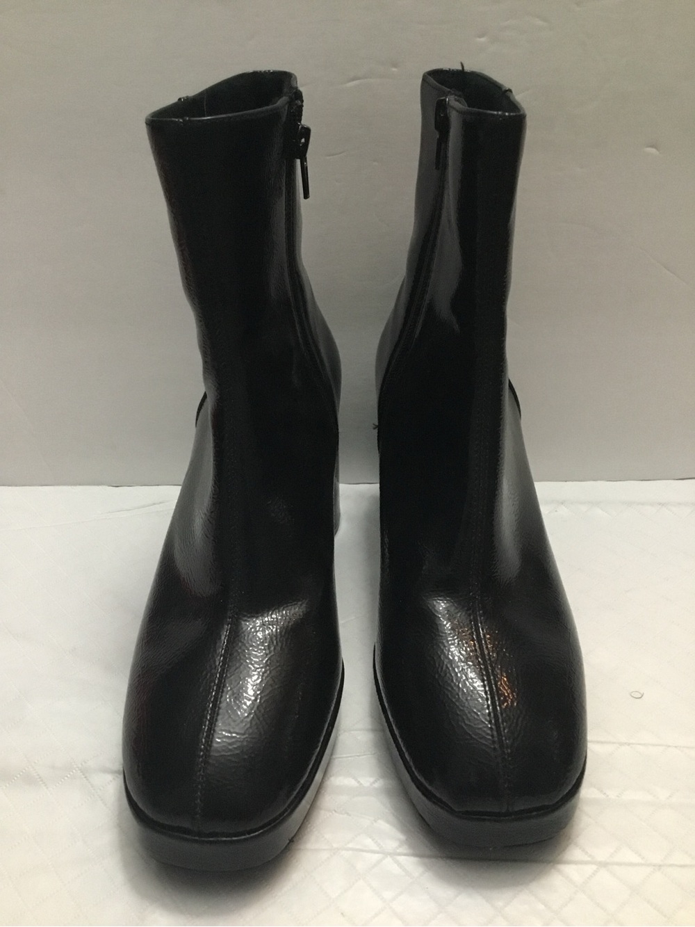 H&M‎ Black Square Toe Zip-Up Ankle Boots Side Zip Size 8.5